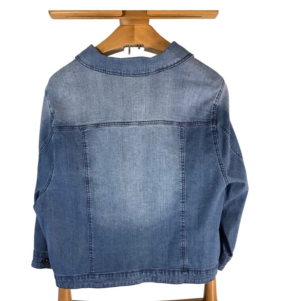 Womens 2X One World Denim Jacket Button Up Long Sleeve Jean Coat Festival Fall - Picture 2 of 7